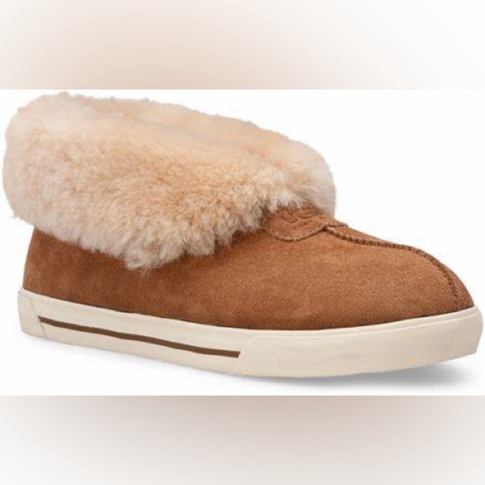 UGG Brown and Cream Shearling Slippers NWOT